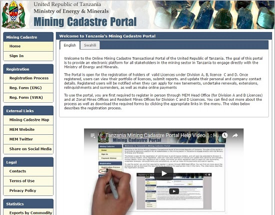 Tazania Mining Cadastre Portal